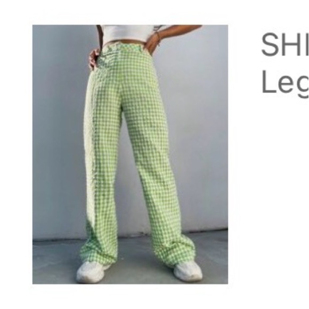 Green Gingham Women's Pants